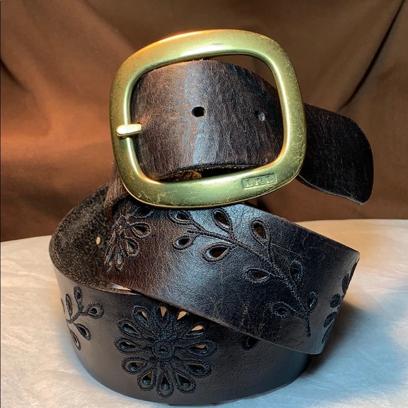 Lauren Ralph Lauren Accessories - Ralph Lauren embroiled solid brass buckle leather